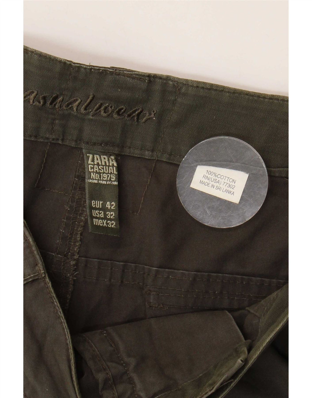 Pantaloncini cargo da uomo Zara EU 42 Large W32 cotone kaki