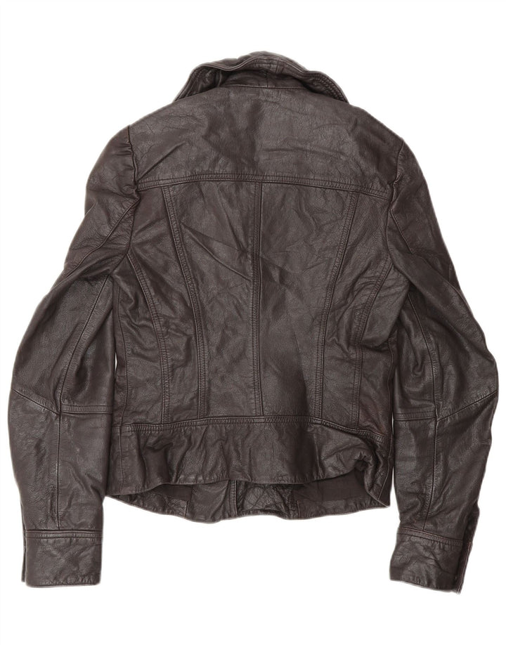 Giacca da motociclista da donna All Saints UK 8 piccola in pelle marrone
