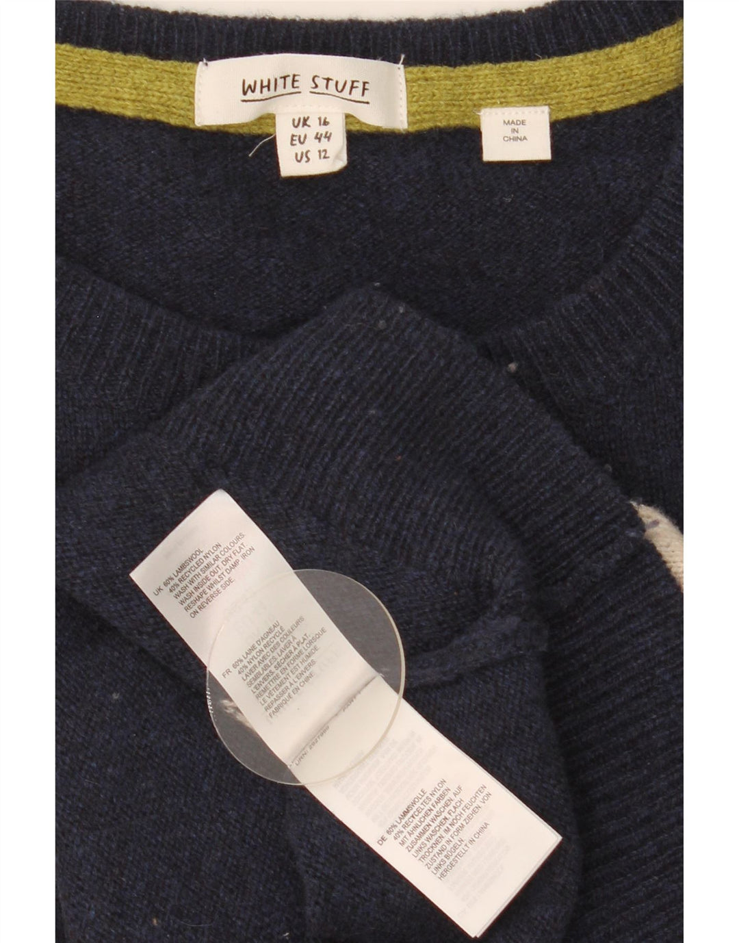 Maglione maglione girocollo da donna White Stuff UK 16 grande blu navy