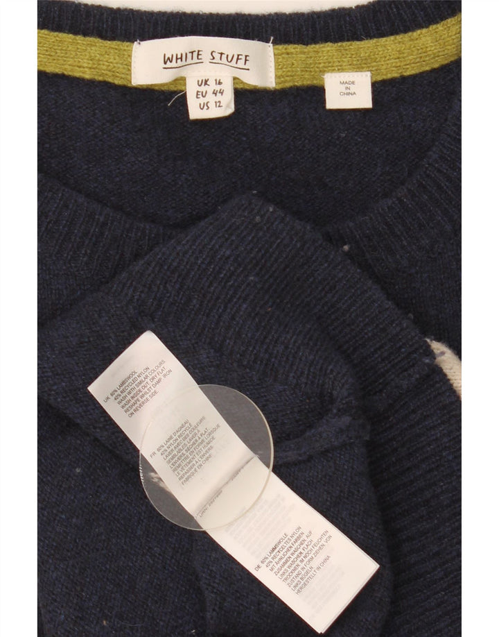 Maglione maglione girocollo da donna White Stuff UK 16 grande blu navy