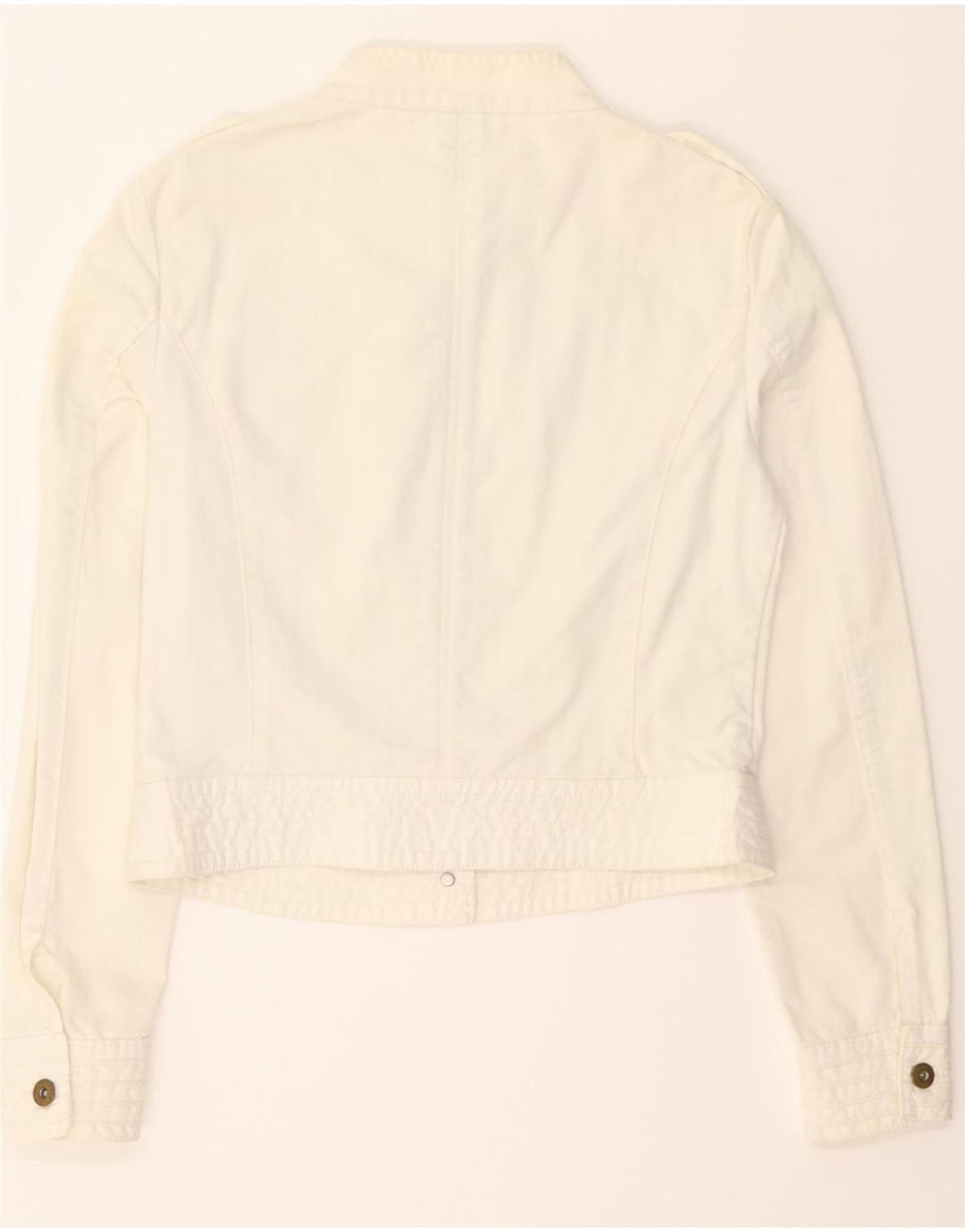 TOMMY HILFIGER Womens Crop Military Jacket US 8 Medium White Cotton Vintage Tommy Hilfiger and Second-Hand Tommy Hilfiger from Messina Hembry 