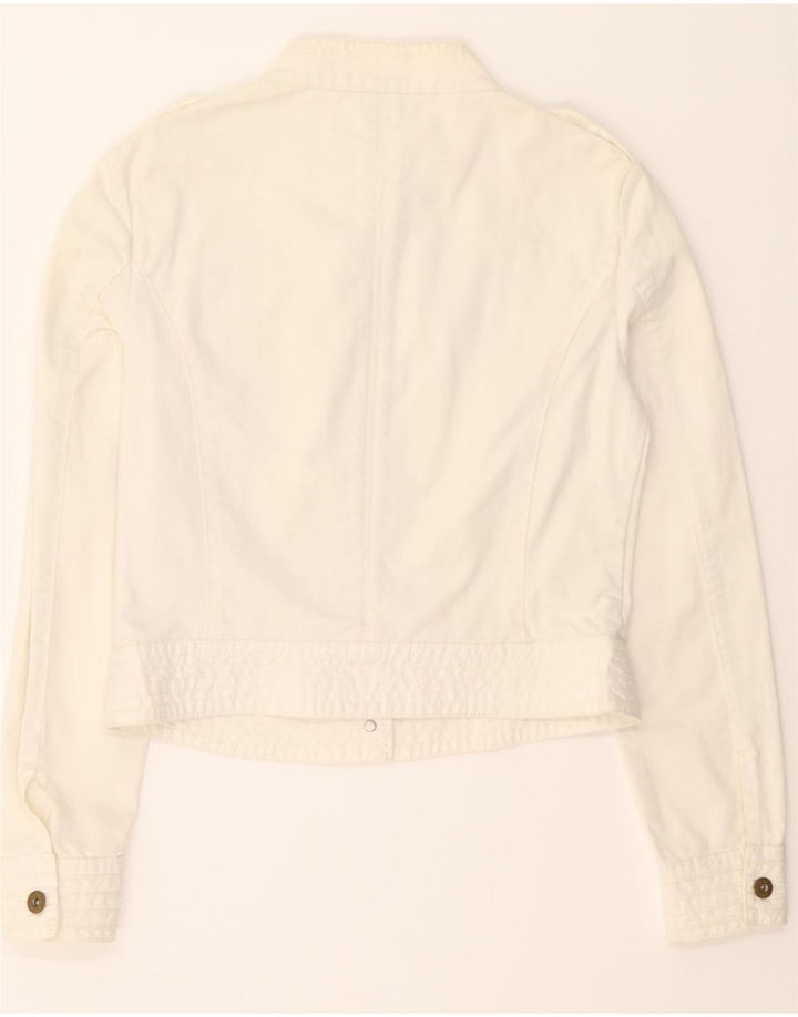 TOMMY HILFIGER Womens Crop Military Jacket US 8 Medium White Cotton Vintage Tommy Hilfiger and Second-Hand Tommy Hilfiger from Messina Hembry 