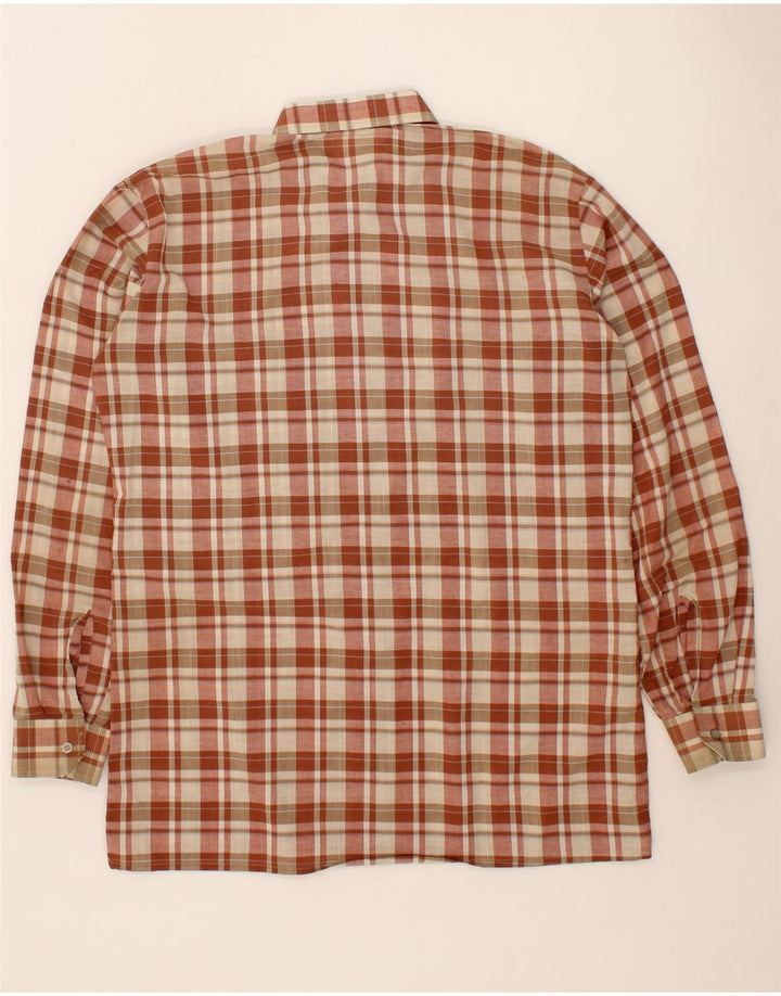 VINTAGE Mens Shirt Size 39 Medium Beige Check Vintage Vintage and Second-Hand Vintage from Messina Hembry 