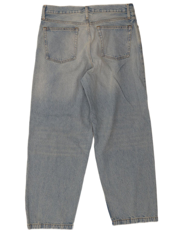 Jeans dritti da uomo a vita media, vestibilità rilassata, W32 L28, cotone blu