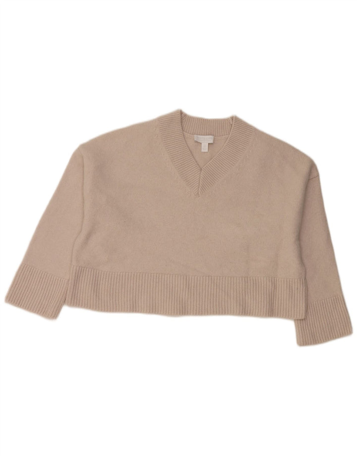 Maglione corto con scollo a V da donna di White Stuff UK 16 Lana grigia grande