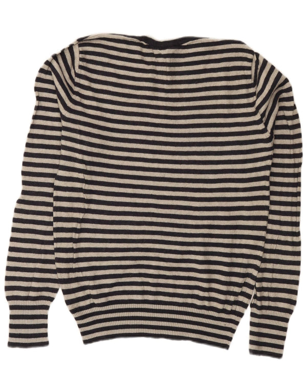 Maglione maglione girocollo da donna Diesel UK 14 cotone a righe grandi grigie