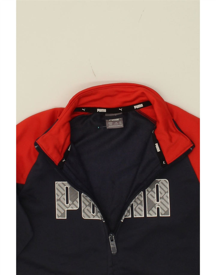 PUMA Boys Graphic Tracksuit Top Jacket 9-10 Years Medium Black Colourblock Vintage Puma and Second-Hand Puma from Messina Hembry 
