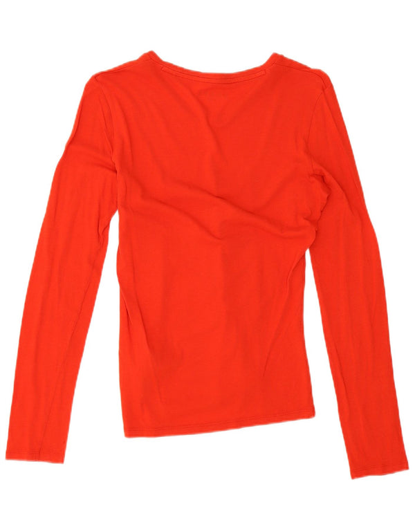 Guess Top grafico da donna a maniche lunghe UK 10 Small Rosso Cotone