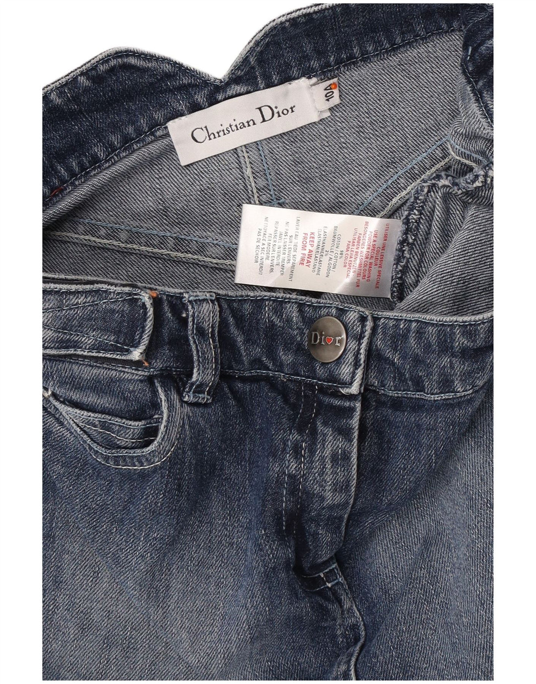 CHRISTIAN DIOR Mini Gonna di Jeans per Bambina 9-10 Anni W25 Blu Floreale in Cotone