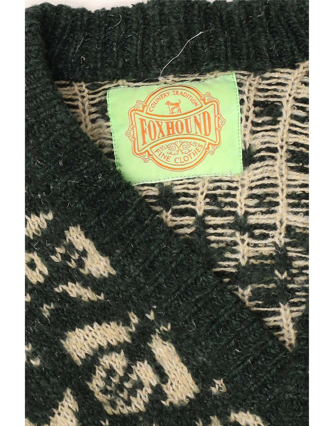 Maglione cardigan da uomo Foxhound verde medio Fair Isle