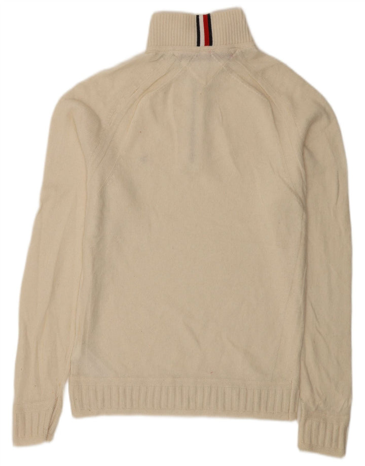 Tommy Hilfiger Uomo Maglione con zip Collo Maglione Grande Lana Bianco Sporco