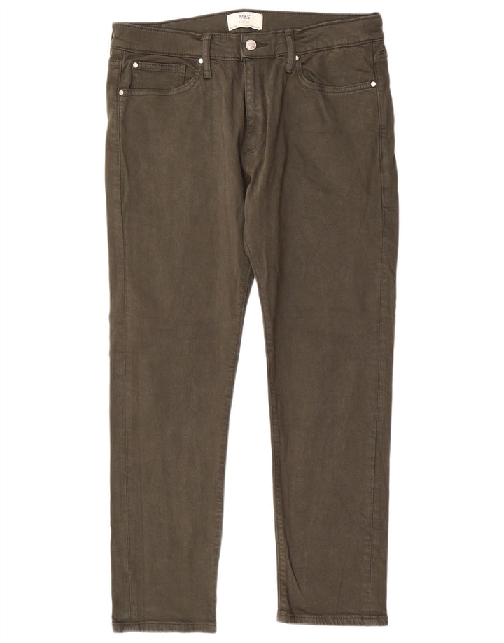 Jeans slim da uomo Marks & Spencer W34 L29 cotone kaki