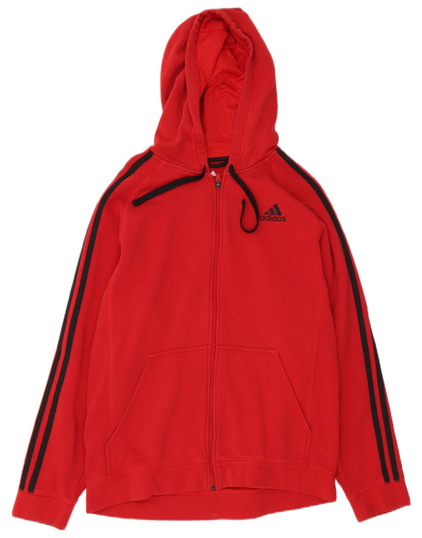 Maglione con cappuccio e zip Adidas da uomo in cotone rosso medio