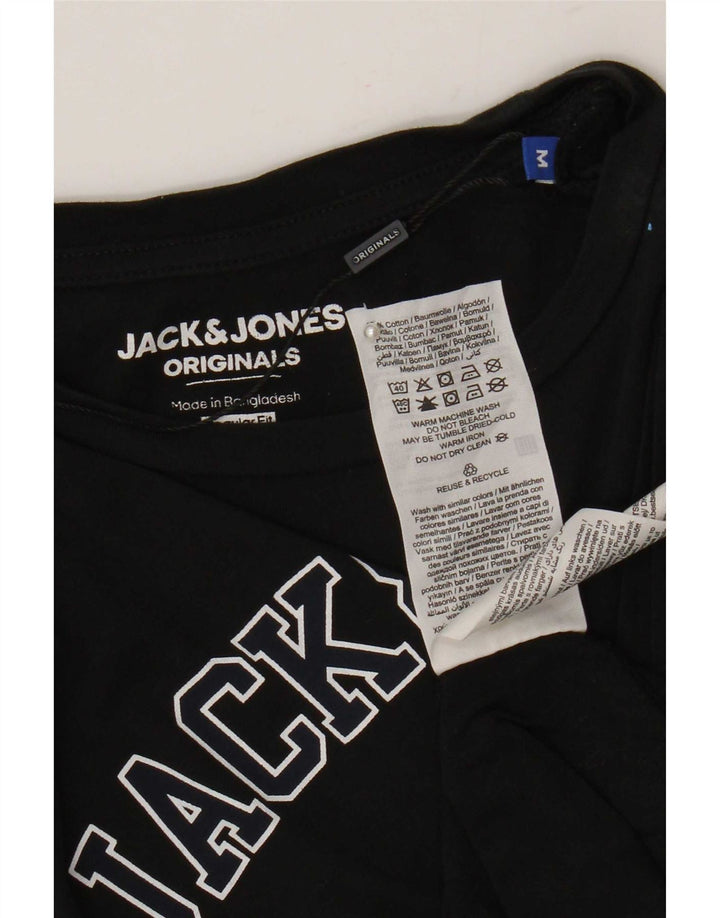 T-shirt grafica da uomo con vestibilità regolare Jack & Jones, cotone medio nero