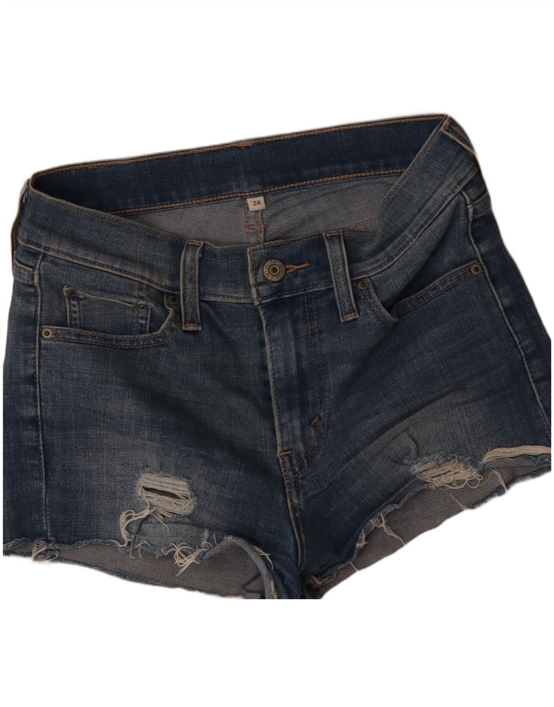 LEVI'S Pantaloncini di jeans invecchiati 501 da donna W24 XS Blu Cotone