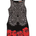 DESIGUAL Womens Sleeveless Sheath Dress EU 40 Medium Black Floral Vintage Desigual and Second-Hand Desigual from Messina Hembry 