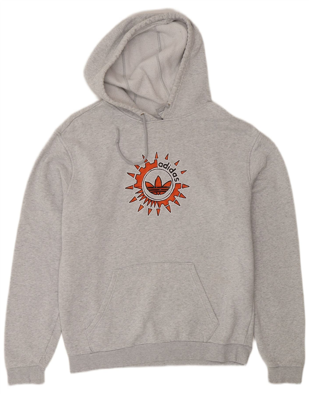 Felpa con cappuccio grafica da uomo Adidas in cotone grigio medio