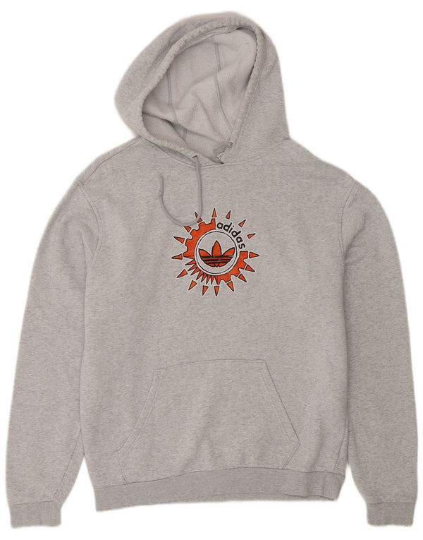 Felpa con cappuccio grafica da uomo Adidas in cotone grigio medio