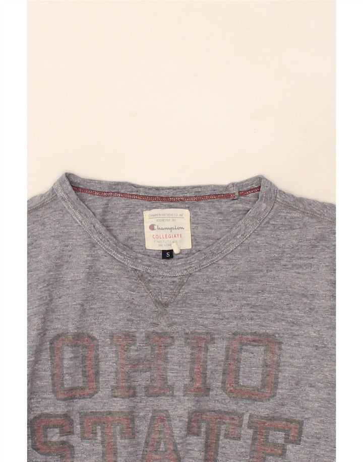 CHAMPION Womens Ohio State Graphic Top Long Sleeve UK 10 Small Grey Vintage Champion and Second-Hand Champion from Messina Hembry 