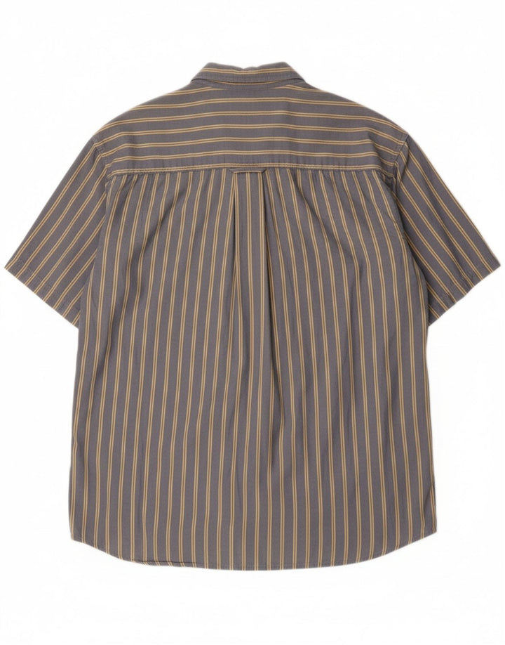 EDDIE BAUER Mens Short Sleeve Shirt Large Blue Pinstripe Cotton Vintage Eddie Bauer and Second-Hand Eddie Bauer from Messina Hembry 