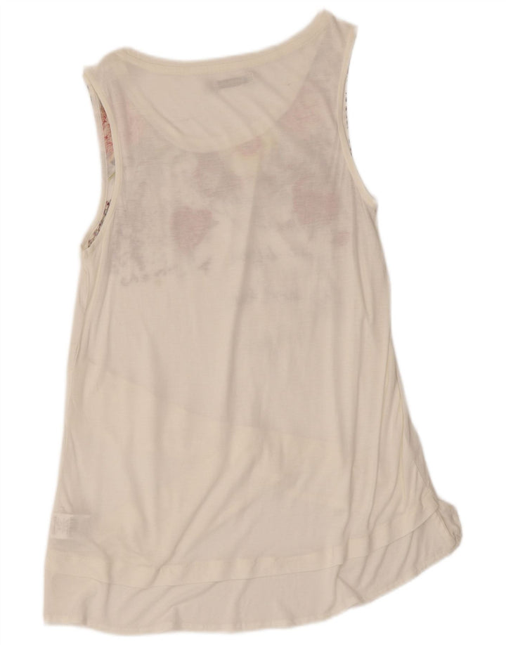 Desigual Donna Graphic Tunica Top UK 12 Viscosa floreale bianca media