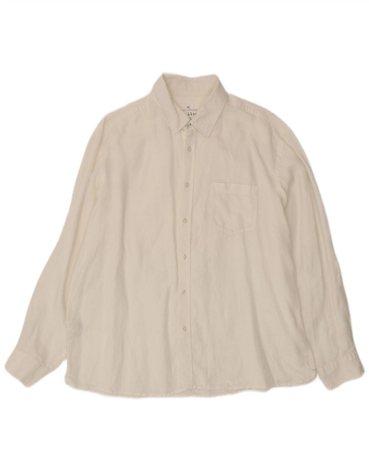 Camicia da uomo Marks & Spencer blu Harbour XL lino bianco