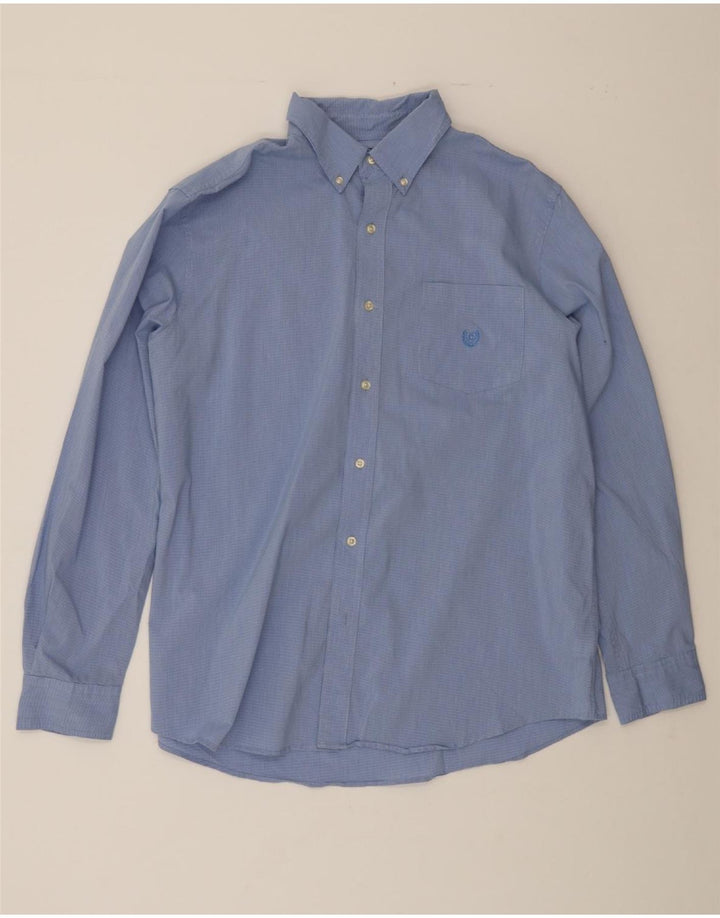 CHAPS Mens Shirt XL Blue Check Cotton Vintage Chaps and Second-Hand Chaps from Messina Hembry 