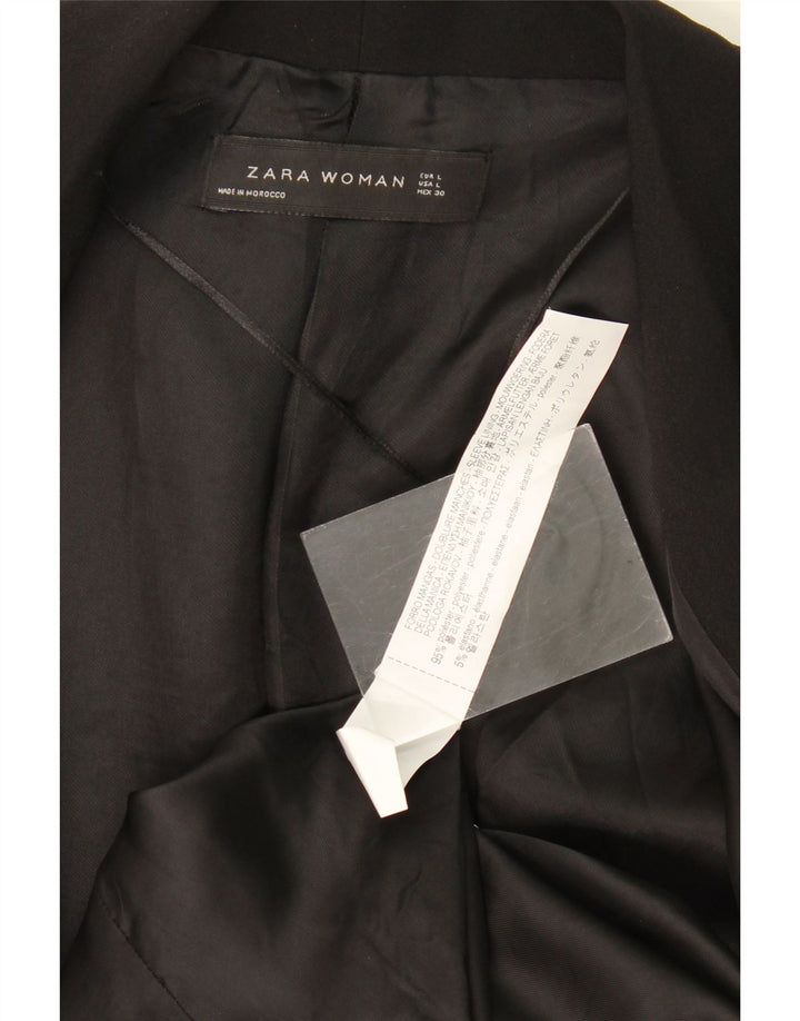 Giacca blazer aperta da donna con maniche a 3/4 Zara UK 14 grande poliestere nero