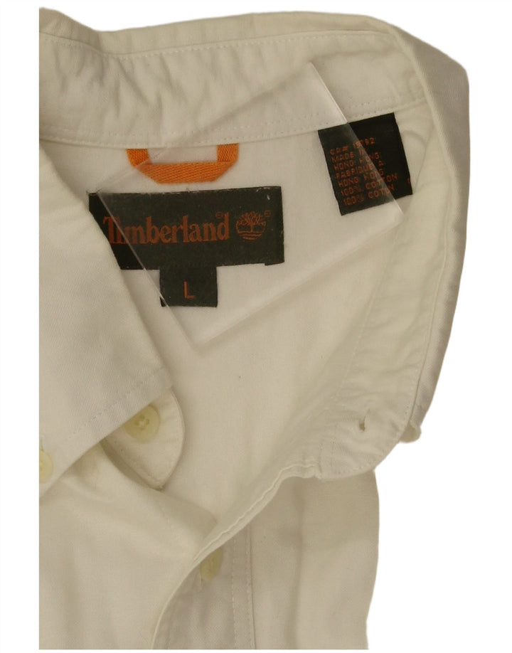Camicia da uomo Timberland grande in cotone bianco