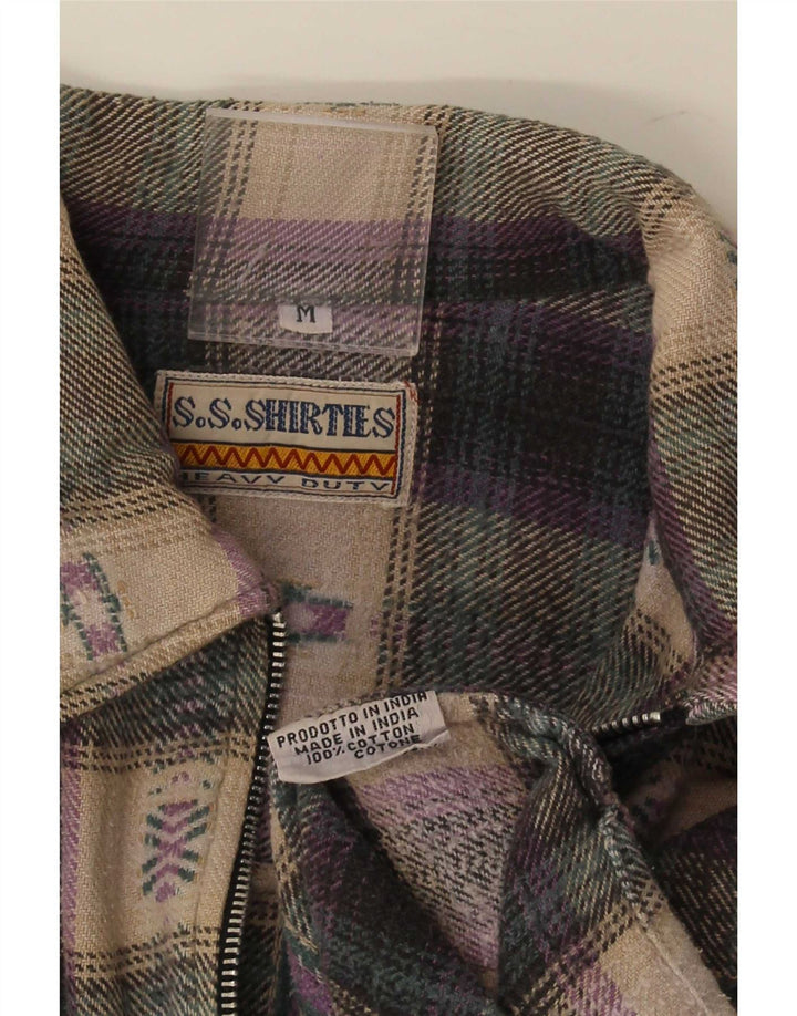 S.S.Shirties Camicia da uomo in flanella dal taglio ampio, motivo a quadri multicolore medio