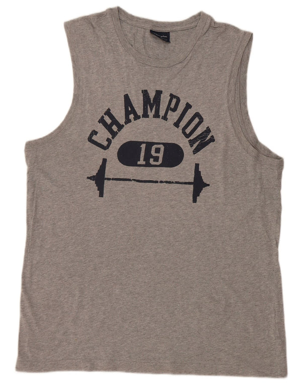 CHAMPION Mens Graphic Vest Top 2XL Grey