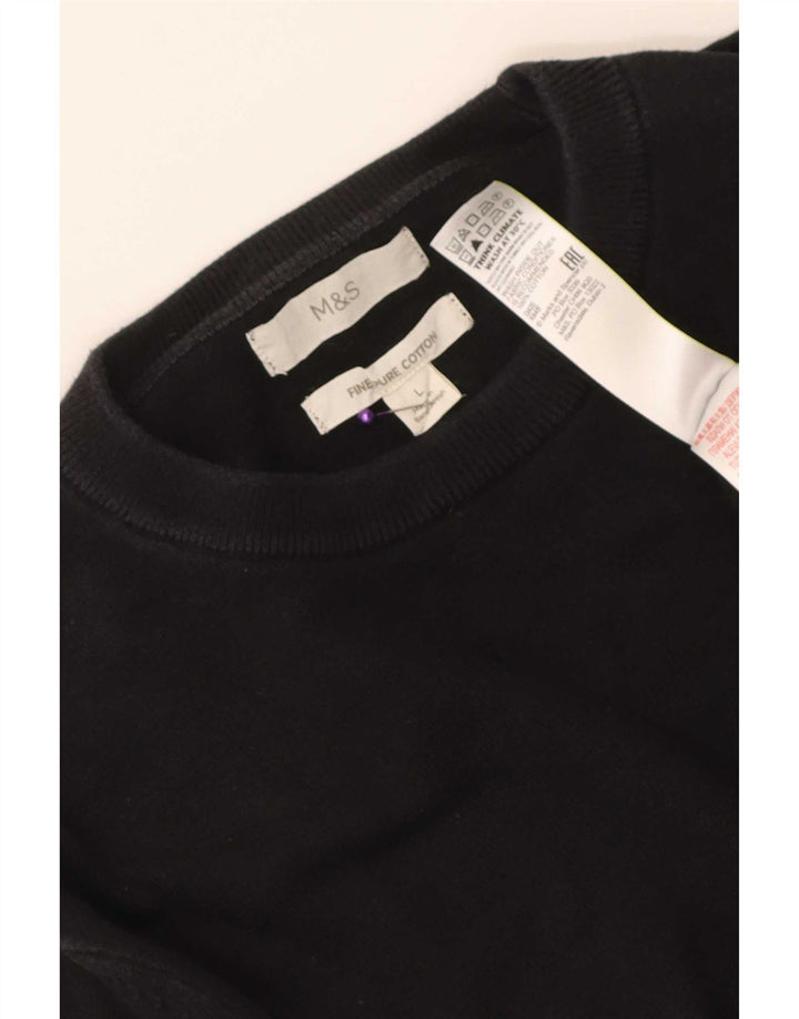 Maglione maglione girocollo da uomo Marks & Spencer grande cotone nero