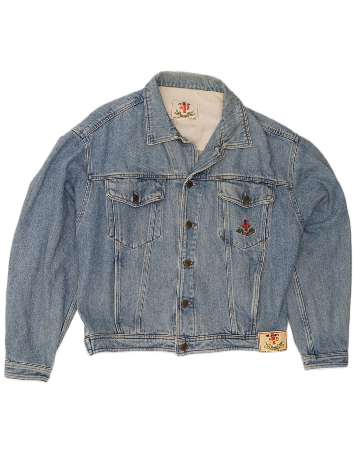 Giacca in denim grafico da uomo Quarry UK 38 Cotone blu medio