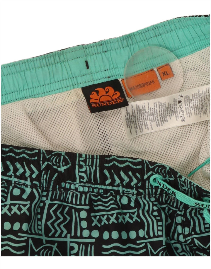 Pantaloncini da bagno da uomo Sundek XL poliestere geometrico nero