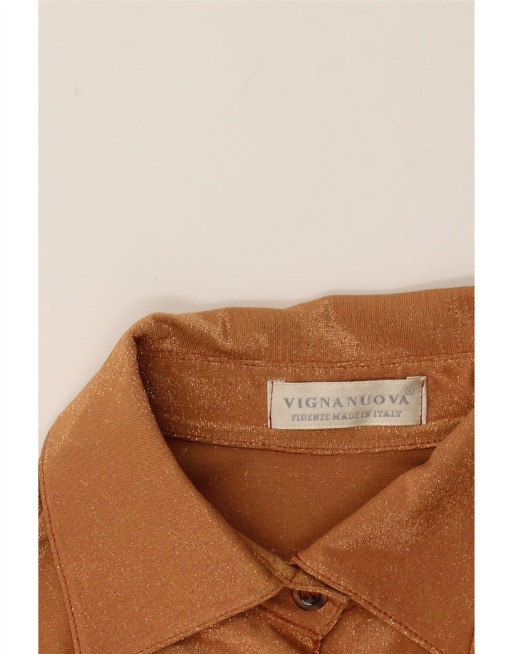 VINTAGE Womens Shirt Blouse UK 12 Medium Beige Vintage Vintage and Second-Hand Vintage from Messina Hembry 