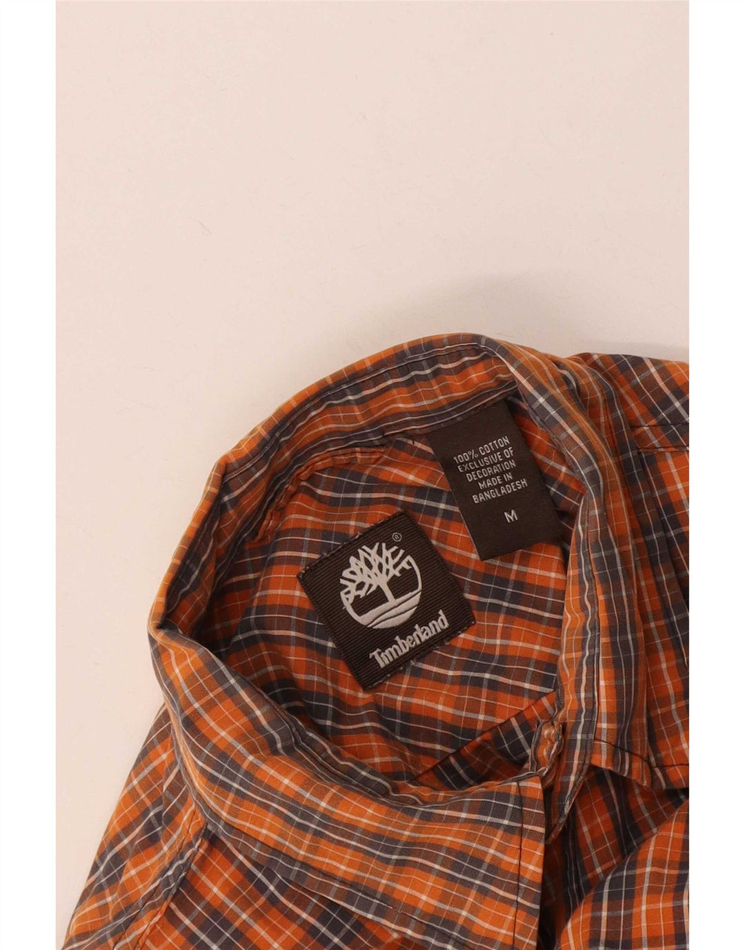 Camicia a maniche corte da uomo Timberland in cotone a quadri arancione medio
