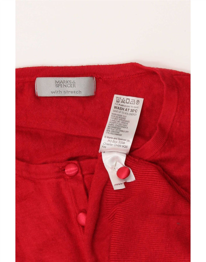 Maglione cardigan da donna Marks & Spencer UK 8 piccolo viscosa rossa