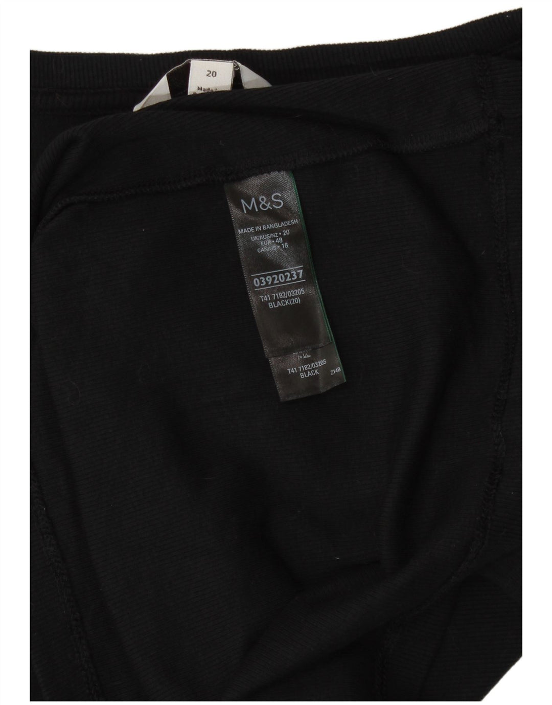 Top manica lunga da donna Marks & Spencer UK 20 2XL cotone nero