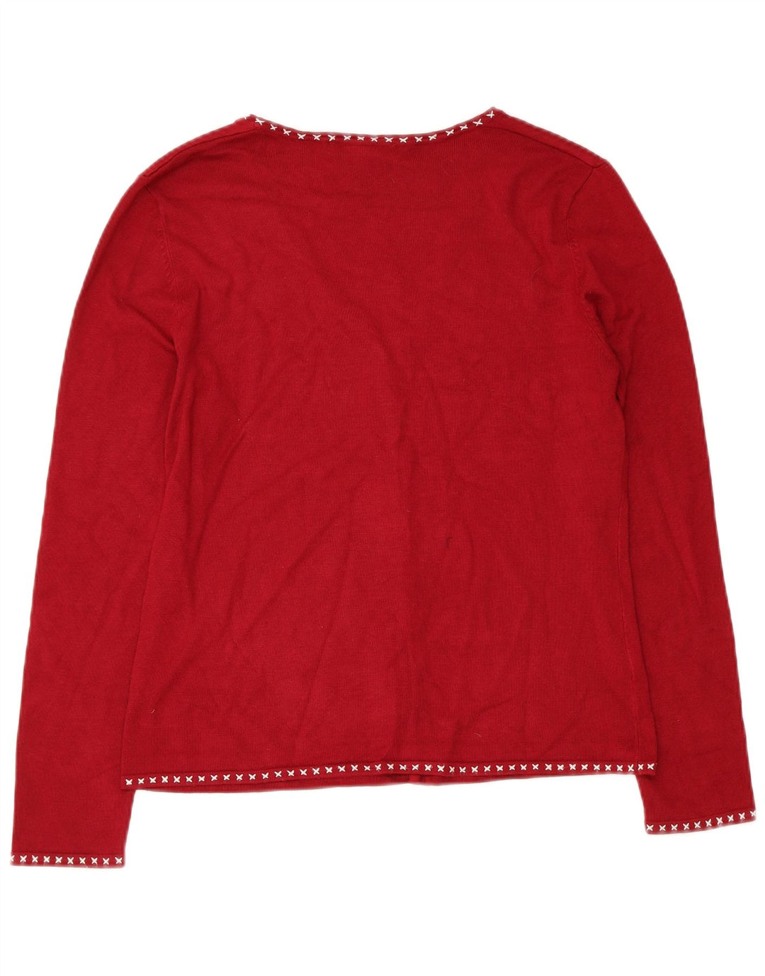 LAURA ASHLEY Maglione cardigan da donna UK 14 Viscosa rossa media
