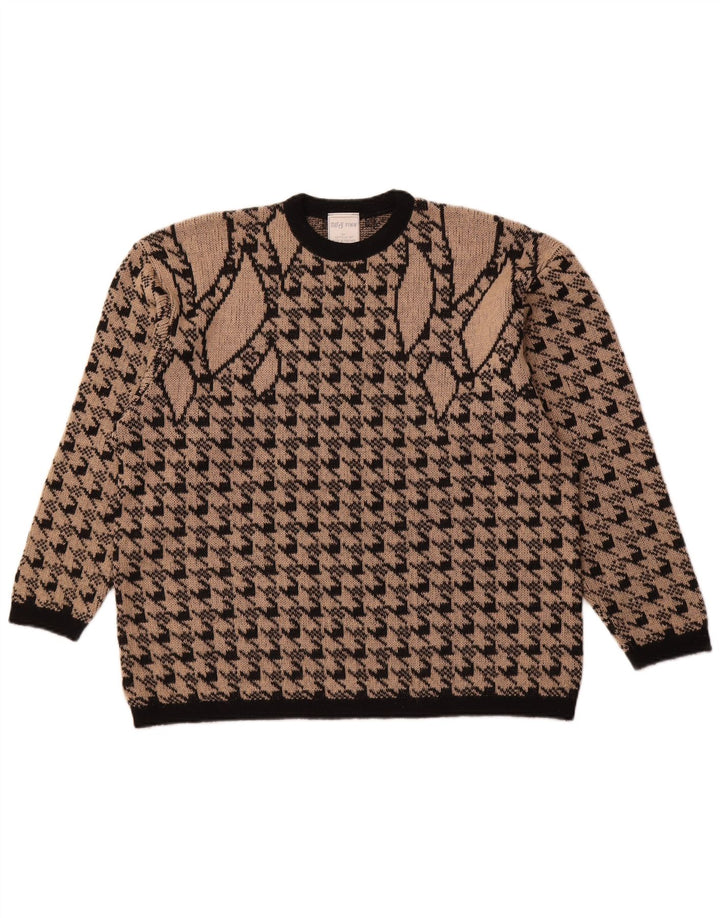 MERRY FINN Maglione girocollo da donna UK 18 XL Pied de poule marrone