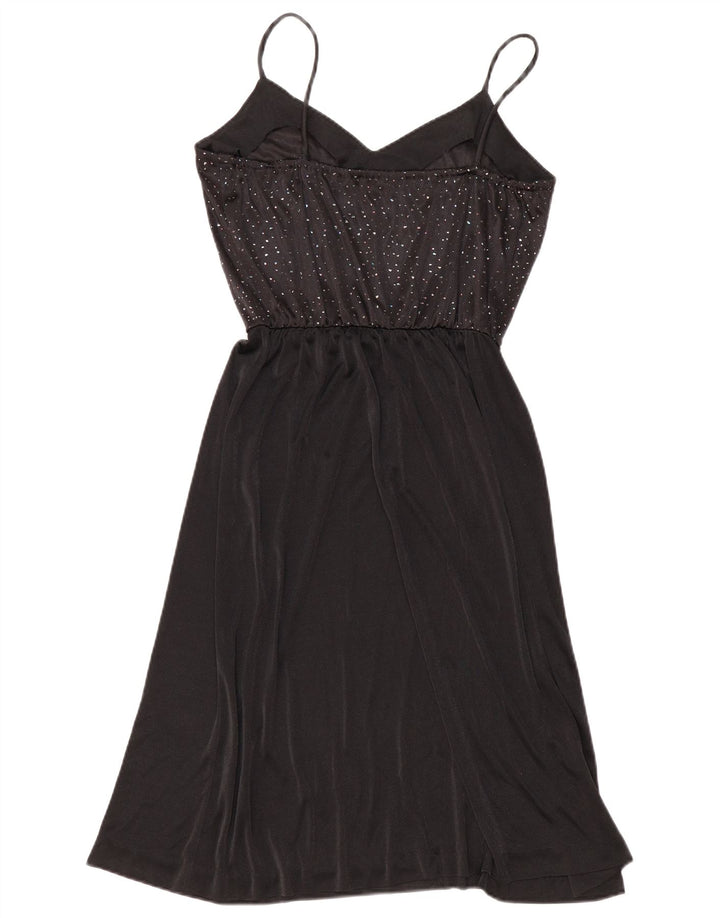 Abito sottoveste vintage da donna UK 12 medio nero