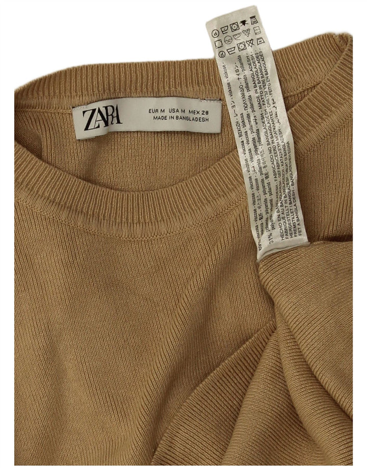 Canotta corta da donna Zara UK 12 in viscosa marrone medio