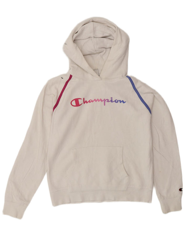 Felpa con cappuccio grafica per ragazze Champion 13-14 anni XL in cotone bianco