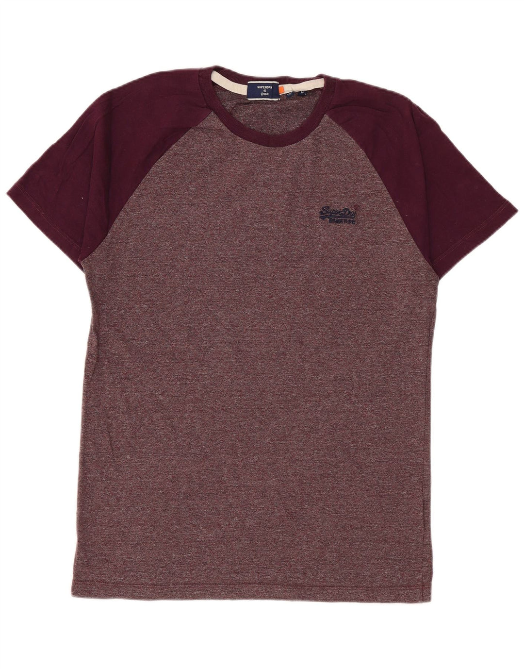 T-shirt da uomo Superdry Top in cotone screziato bordeaux medio