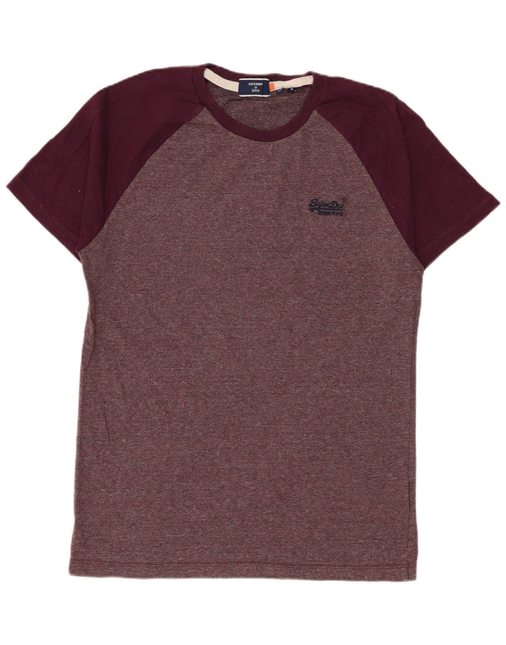 T-shirt da uomo Superdry Top in cotone screziato bordeaux medio