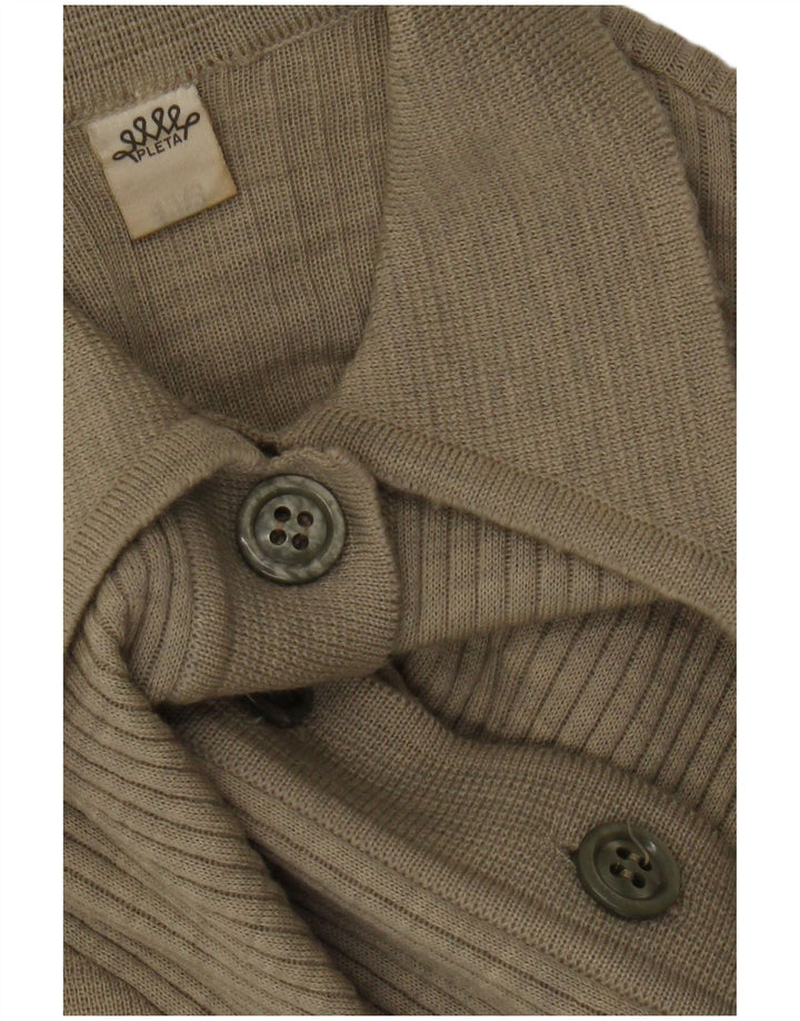 Maglione cardigan da donna vintage UK 8 piccolo beige