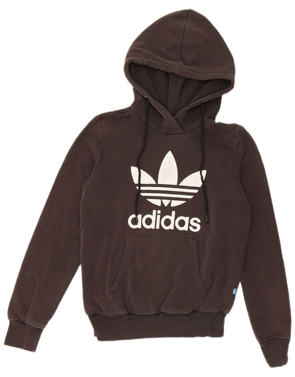 Felpa con cappuccio grafica da donna Adidas UK 8 piccola in cotone nero