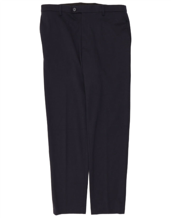 Abito vintage da uomo a 2 bottoni in 2 pezzi IT 54 2XL W34 L30 Poliestere blu navy