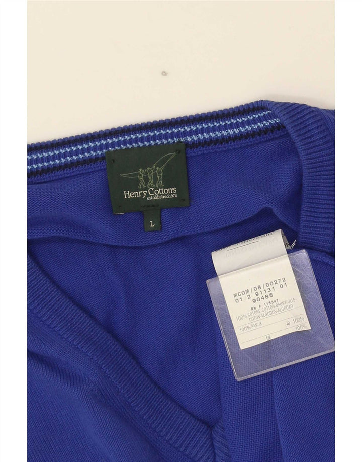 Henry Cottons Mens Vest Tank Top Large Blue Cotton