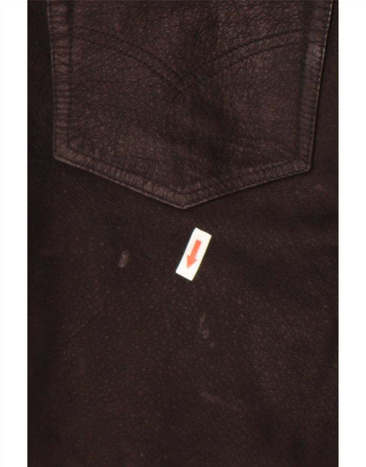 Pantaloni dritti in pelle vintage da uomo W30 L32 neri